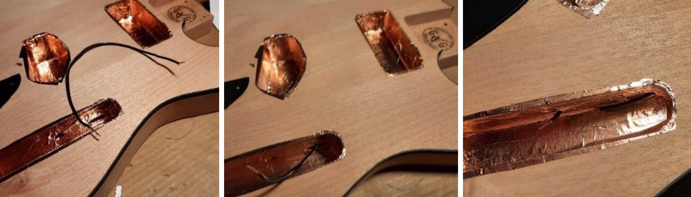 Blindaje y conexión de las cavidades de la guitarra
